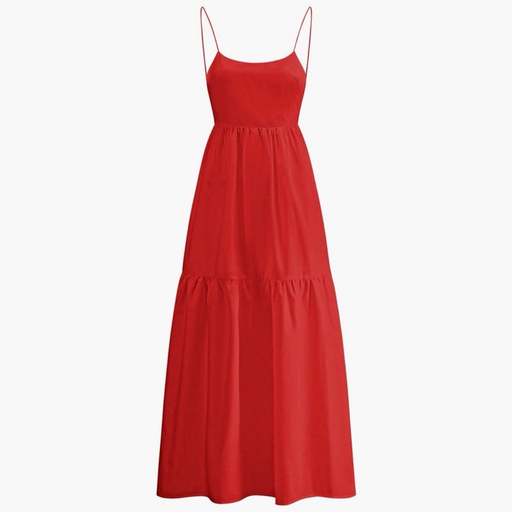 Commense Red Open Back Maxi Dress - Size Large